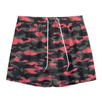 Black And Pink Camouflage Print Mesh Shorts