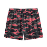 Black And Pink Camouflage Print Mesh Shorts