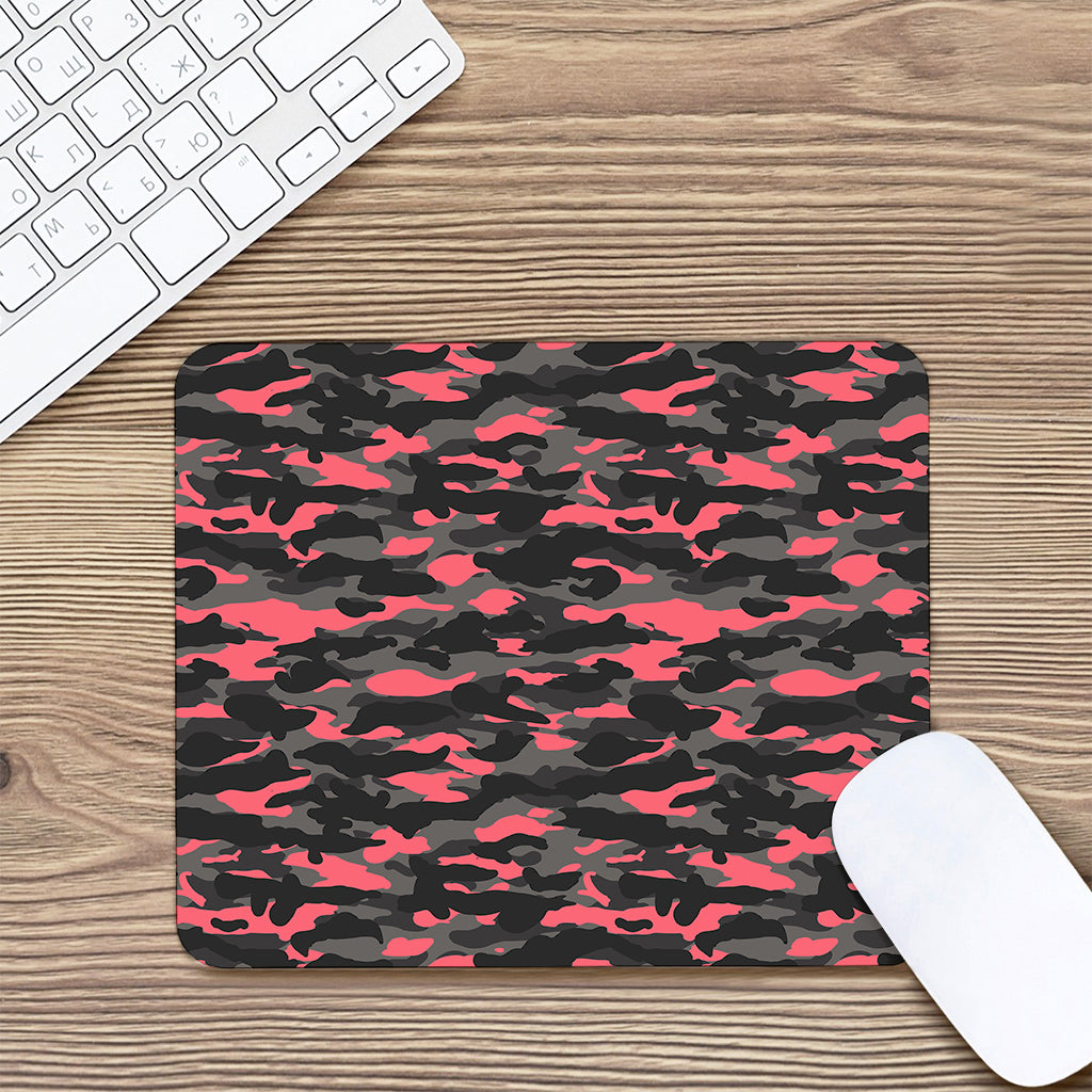 Black And Pink Camouflage Print Mouse Pad