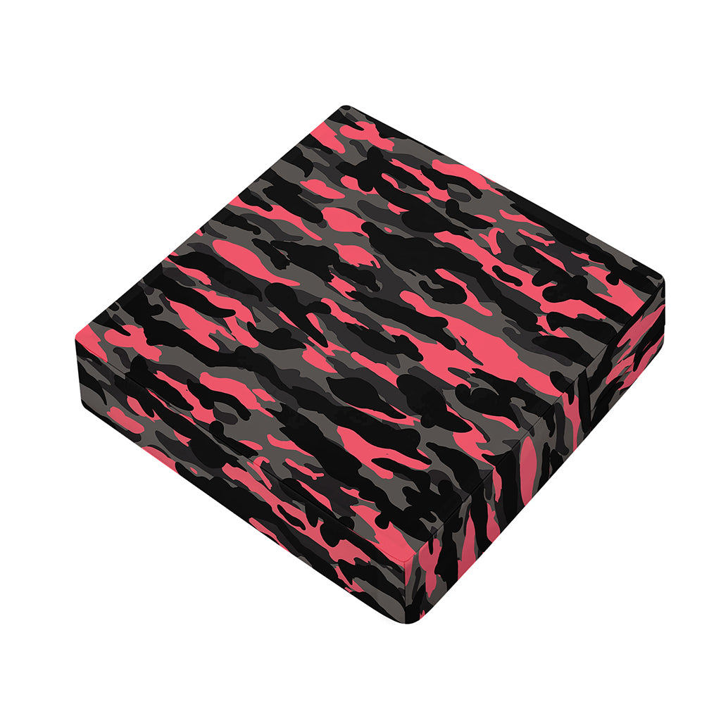 Black And Pink Camouflage Print Outdoor Seat Cushion Cover
