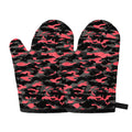 Black And Pink Camouflage Print Oven Mitts