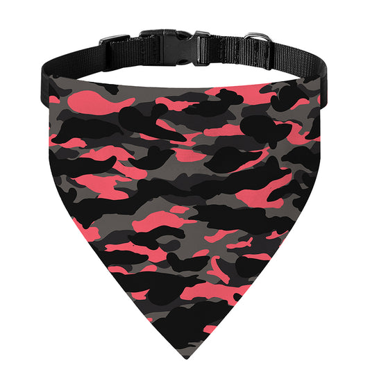 Black And Pink Camouflage Print Over The Collar Dog Bandana