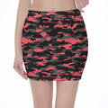 Black And Pink Camouflage Print Pencil Mini Skirt