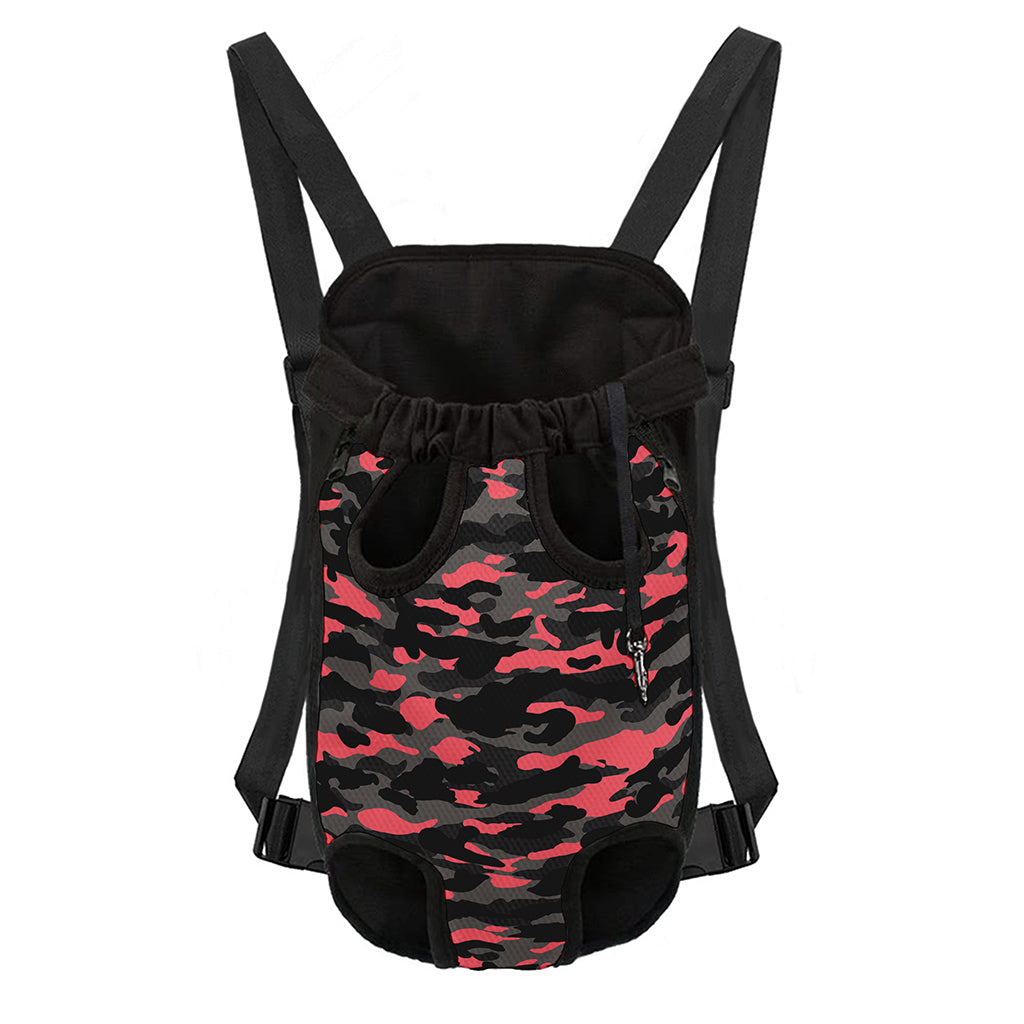 Black And Pink Camouflage Print Pet Carrier Backpack