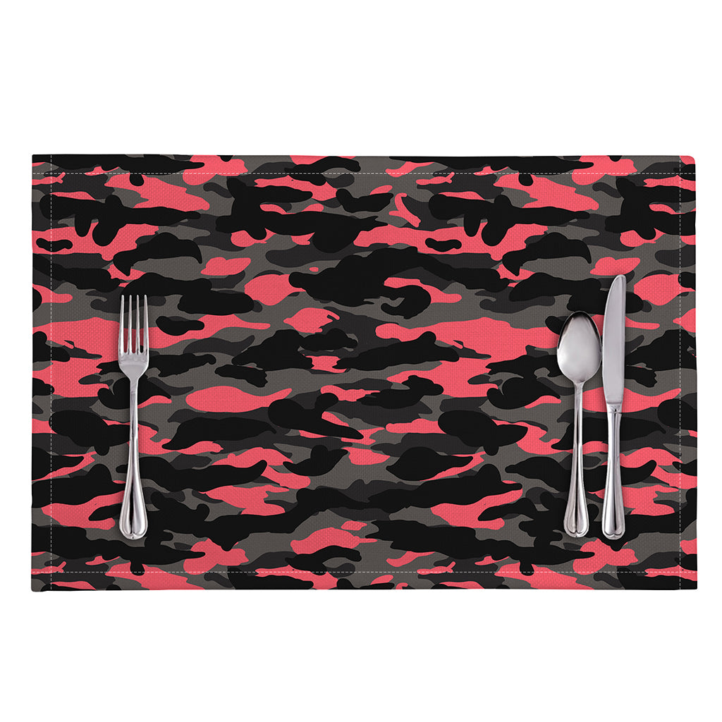 Black And Pink Camouflage Print Placemat
