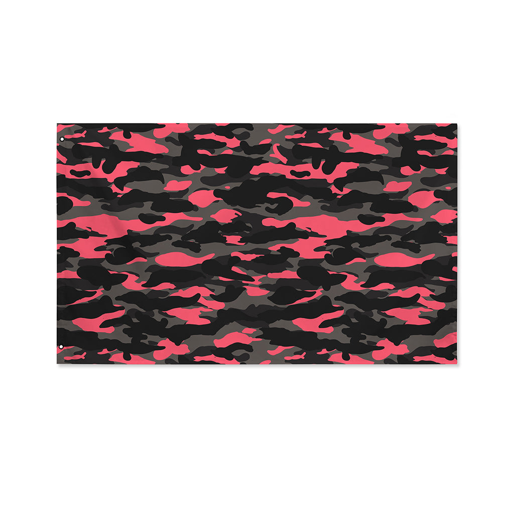 Black And Pink Camouflage Print Polyester Flag