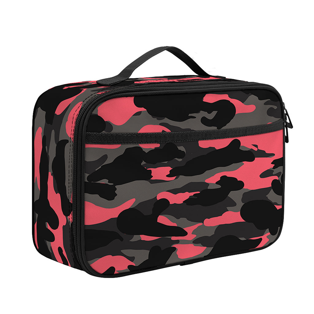 Black And Pink Camouflage Print Portable Lunch Bag