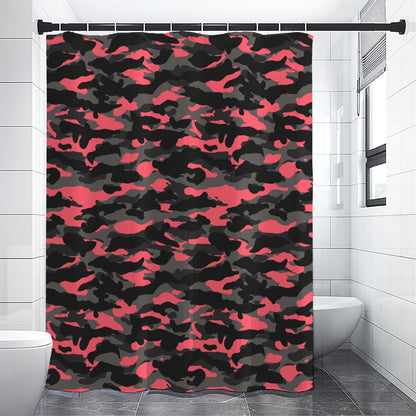 Black And Pink Camouflage Print Premium Shower Curtain
