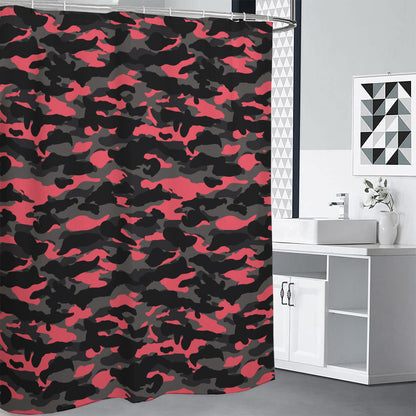 Black And Pink Camouflage Print Premium Shower Curtain
