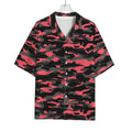 Black And Pink Camouflage Print Rayon Hawaiian Shirt