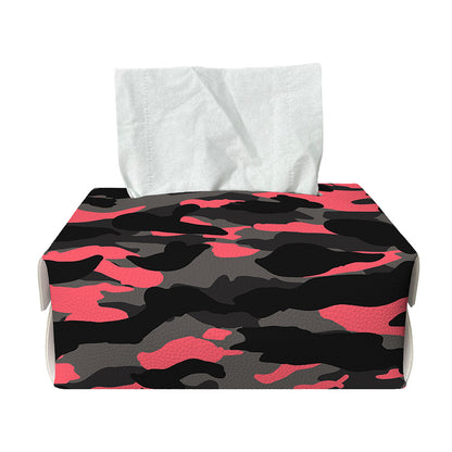Black And Pink Camouflage Print Rectangle Tissue Box Cover