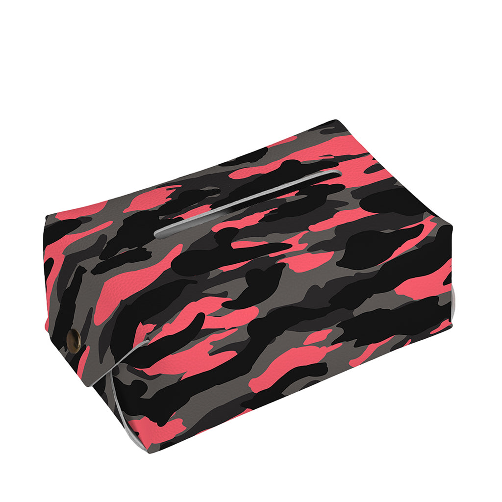 Black And Pink Camouflage Print Rectangle Tissue Box Cover