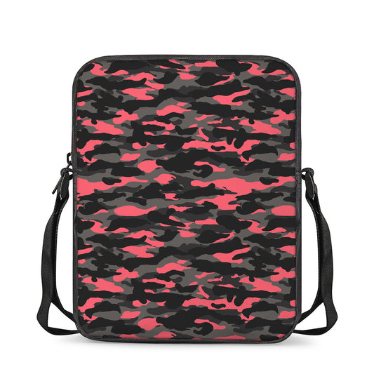 Black And Pink Camouflage Print Rectangular Crossbody Bag