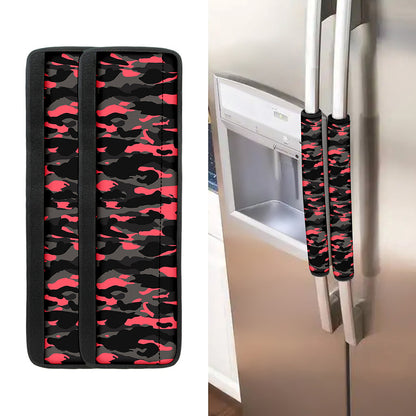 Black And Pink Camouflage Print Refrigerator Handle Covers