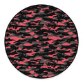 Black And Pink Camouflage Print Round Floor Mat