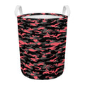Black And Pink Camouflage Print Round Laundry Basket