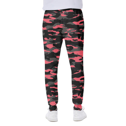 Black And Pink Camouflage Print Scuba Joggers