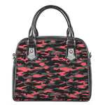 Black And Pink Camouflage Print Shoulder Handbag