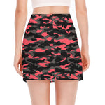 Black And Pink Camouflage Print Side Slit Mini Skirt
