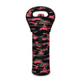Black And Pink Camouflage Print Single Neoprene Wine Tote