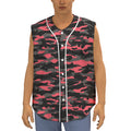 Black And Pink Camouflage Print Sleeveless Baseball Jersey