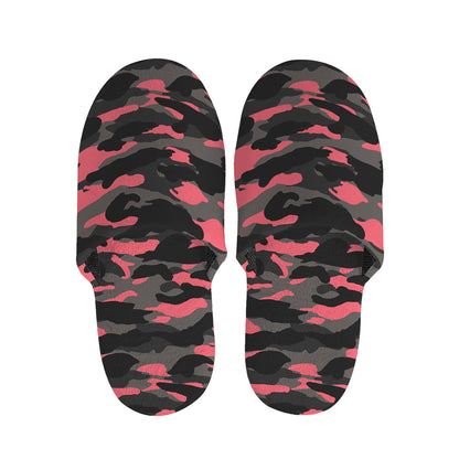 Black And Pink Camouflage Print Slippers