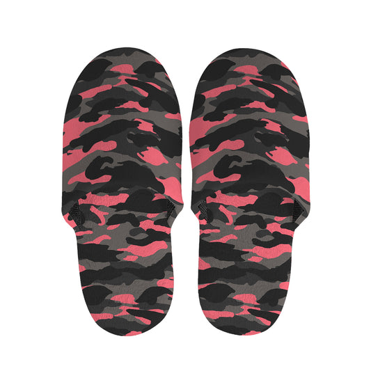 Black And Pink Camouflage Print Slippers