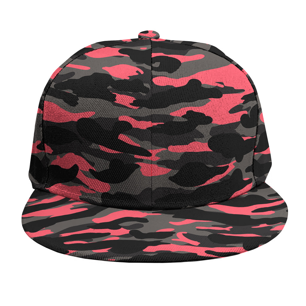 Black And Pink Camouflage Print Snapback Cap