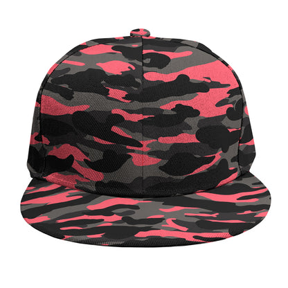 Black And Pink Camouflage Print Snapback Cap