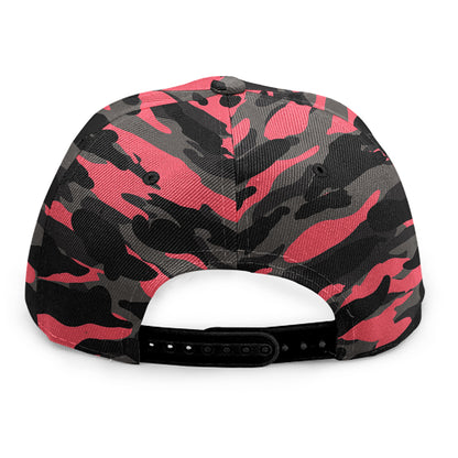 Black And Pink Camouflage Print Snapback Cap