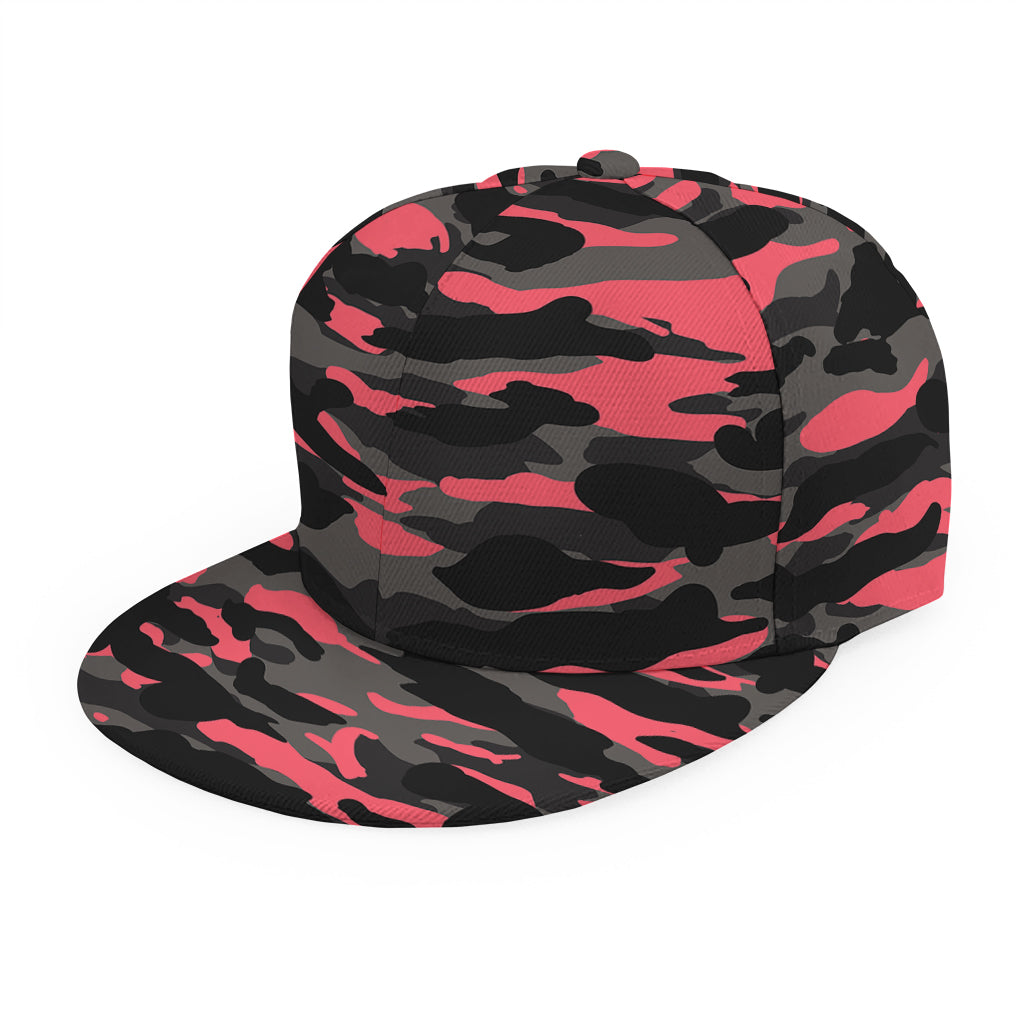 Black And Pink Camouflage Print Snapback Cap