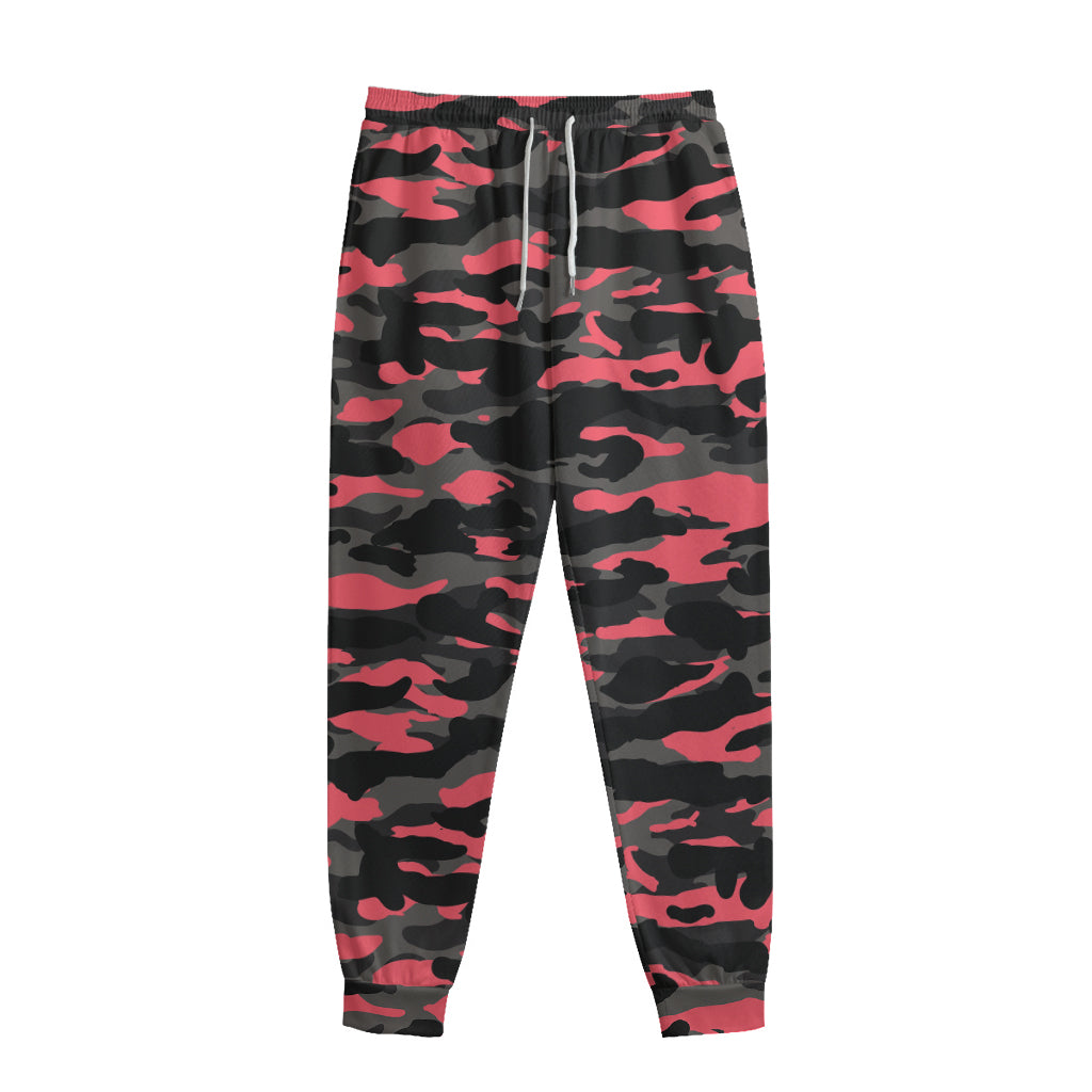 Black And Pink Camouflage Print Sweatpants