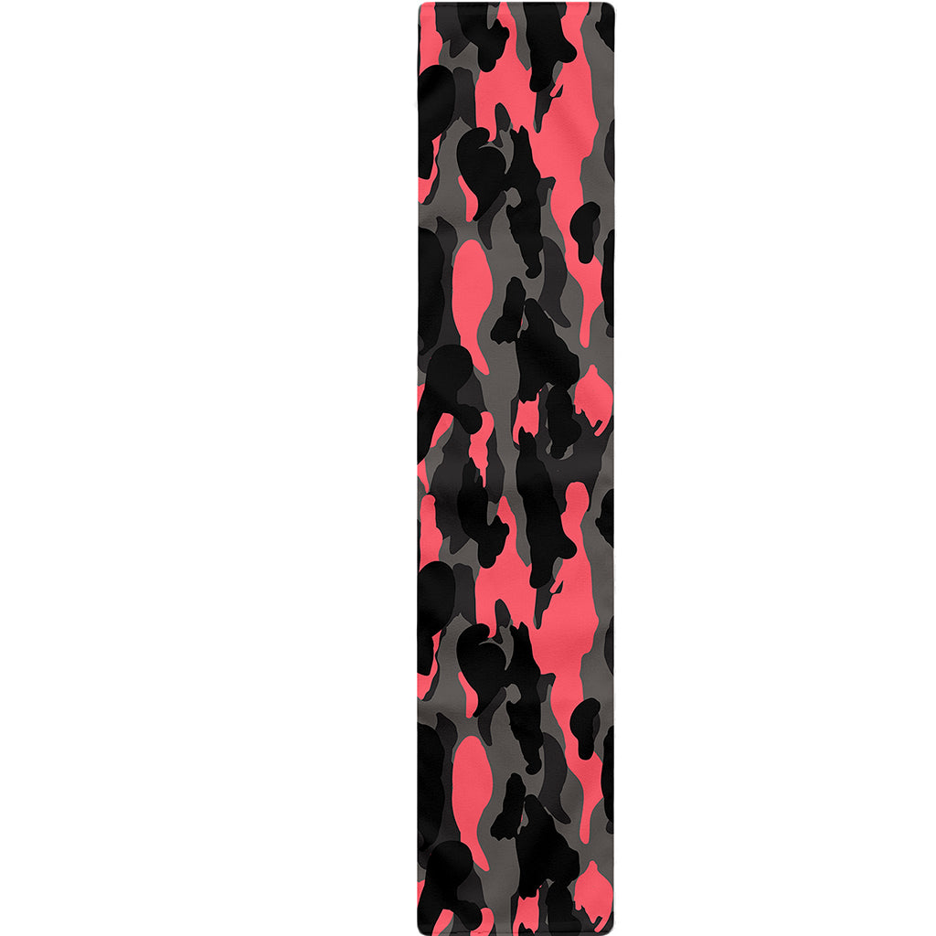 Black And Pink Camouflage Print Table Runner