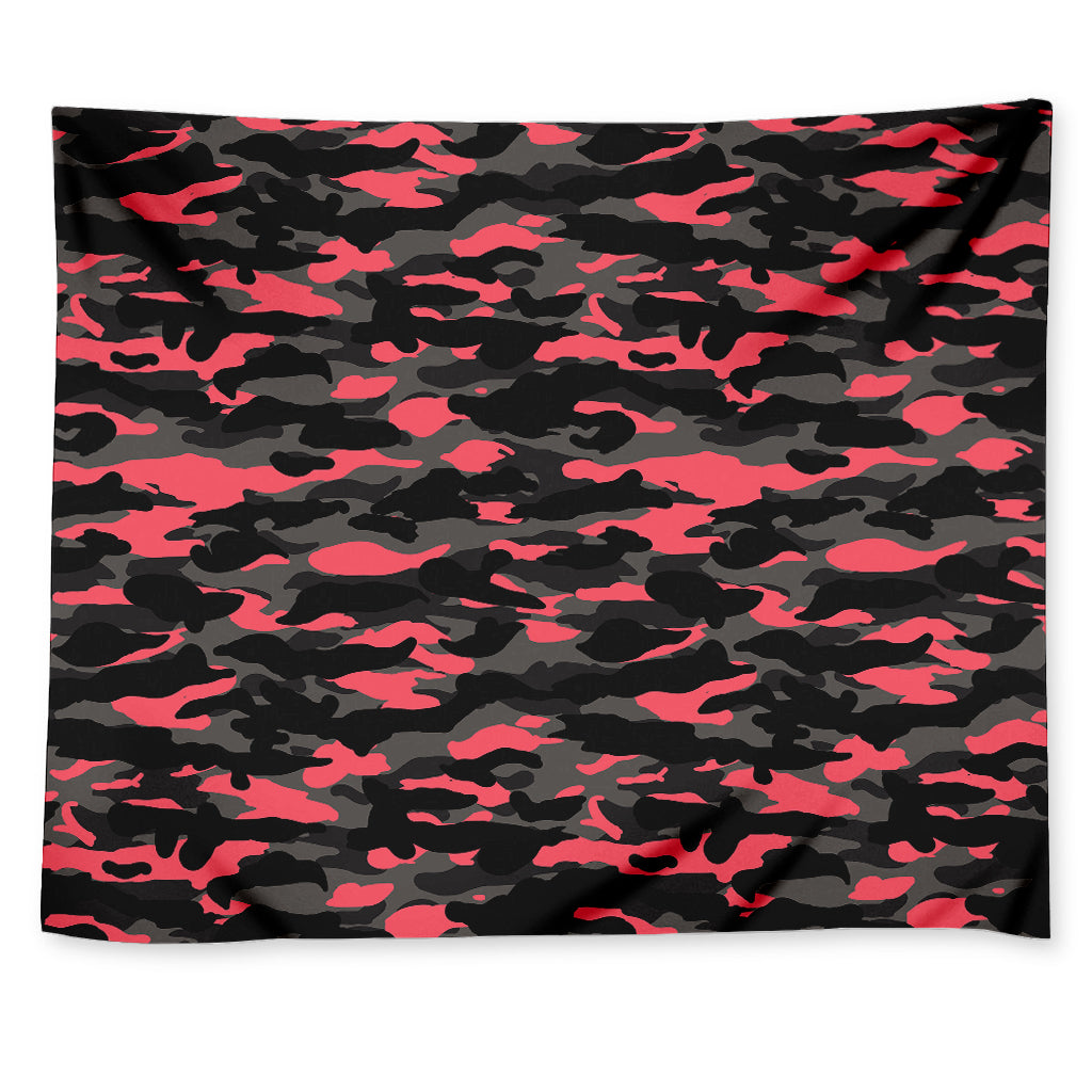 Black And Pink Camouflage Print Tapestry