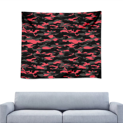 Black And Pink Camouflage Print Tapestry