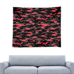 Black And Pink Camouflage Print Tapestry