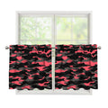 Black And Pink Camouflage Print Tier Curtains