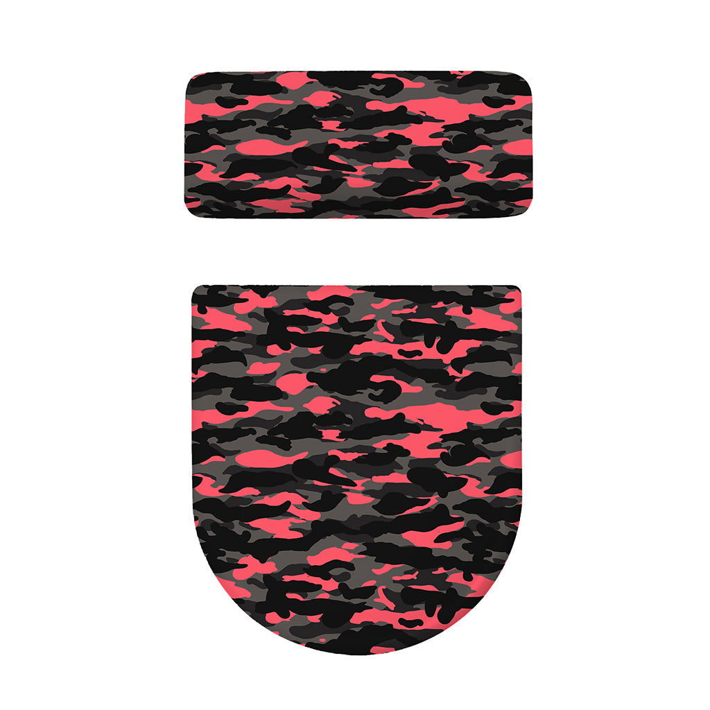 Black And Pink Camouflage Print Toilet Lid And Tank Cover Set