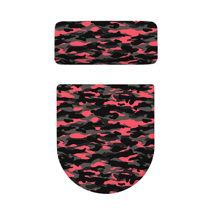 Black And Pink Camouflage Print Toilet Lid And Tank Cover Set