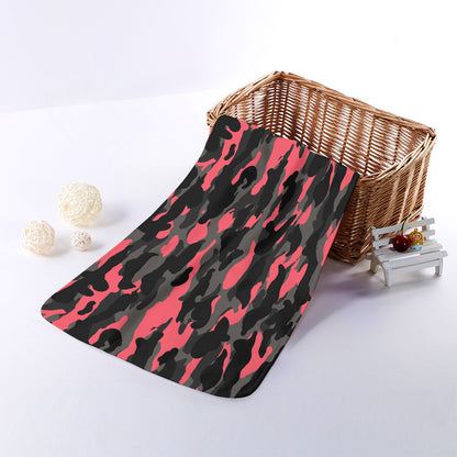 Black And Pink Camouflage Print Towel