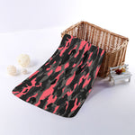 Black And Pink Camouflage Print Towel