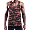 Black And Pink Camouflage Print Men's Workout Tank Top