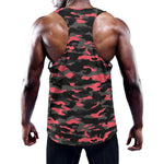 Black And Pink Camouflage Print Training Tank Top