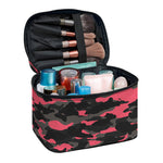 Black And Pink Camouflage Print Travel Makeup Bag