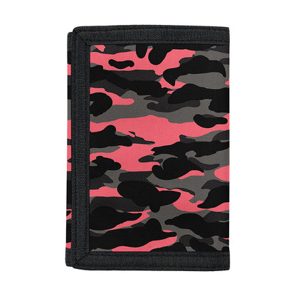 Black And Pink Camouflage Print Trifold Wallet