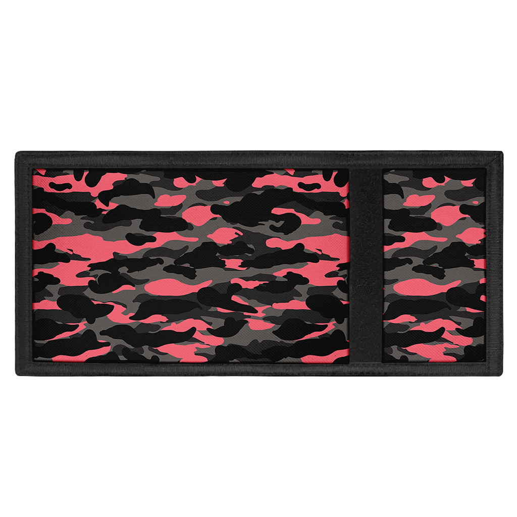 Black And Pink Camouflage Print Trifold Wallet