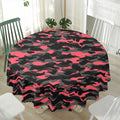 Black And Pink Camouflage Print Waterproof Round Tablecloth
