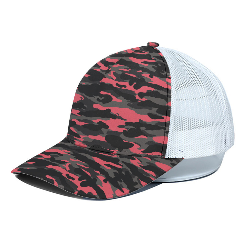Black And Pink Camouflage Print White Mesh Trucker Cap