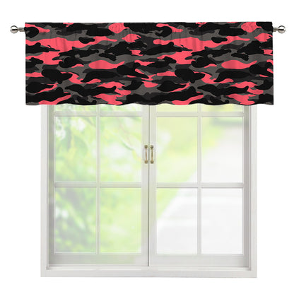 Black And Pink Camouflage Print Window Valance
