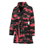 Black And Pink Camouflage Print Women's Bathrobe